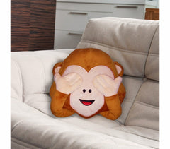 621048  Coussin 3 en 1 décoratifs émoticône les trois singes de la sagesse 30cmø