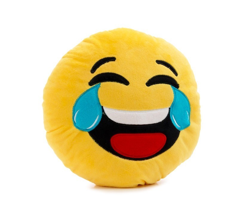 621041 Coussin décoratif émoticône motif tête qui pleure de rire 30 cm ø