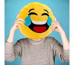 621041 Coussin décoratif émoticône motif tête qui pleure de rire 30 cm ø