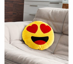 621038 Coussin décoratif émoticône motif Les yeux en cœurs 30 cm ø