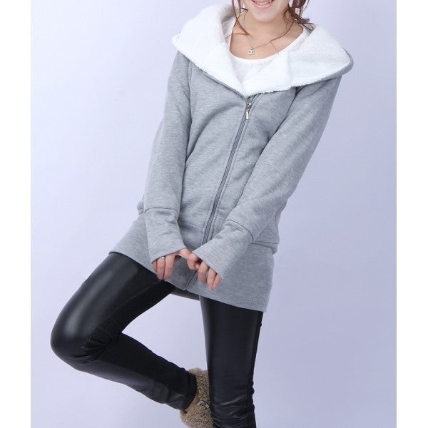 Sweat à capuche longue fermeture à glissière sport d'hiver fille