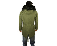 D-235 Parka kaki à capuche pour homme Z-DESIGN modèle Revange fausse fourrure