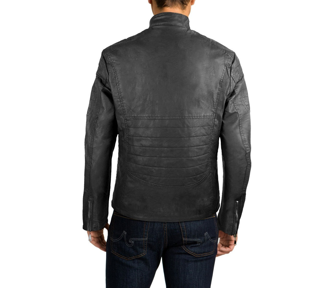 L-180 Veste NEW BRAMS en imitation cuir pour homme modèle JASS noir slim fit
