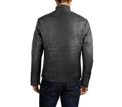 L-180 Veste NEW BRAMS en imitation cuir pour homme modèle JASS noir slim fit