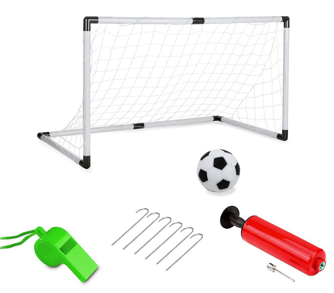 401027 But de football filet en plastique avec gonfleur et sifflet 128x66x52 cm