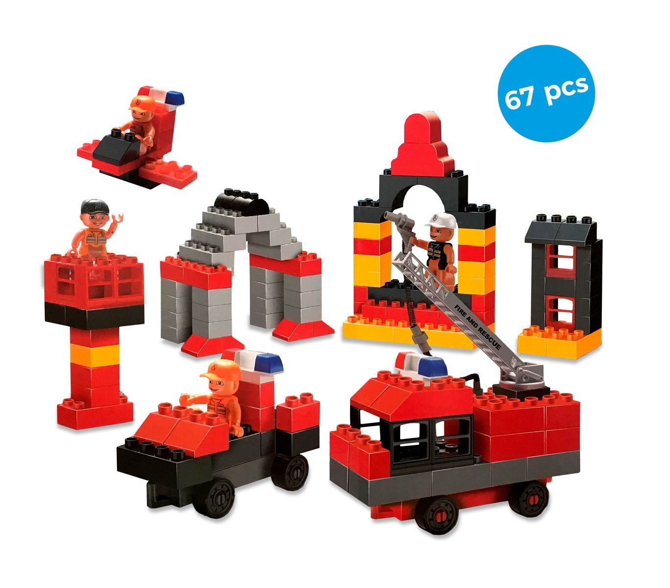 339534 Playset de briques de construction VIGILI DEL FUOCO 67 éléments CIGIOKI