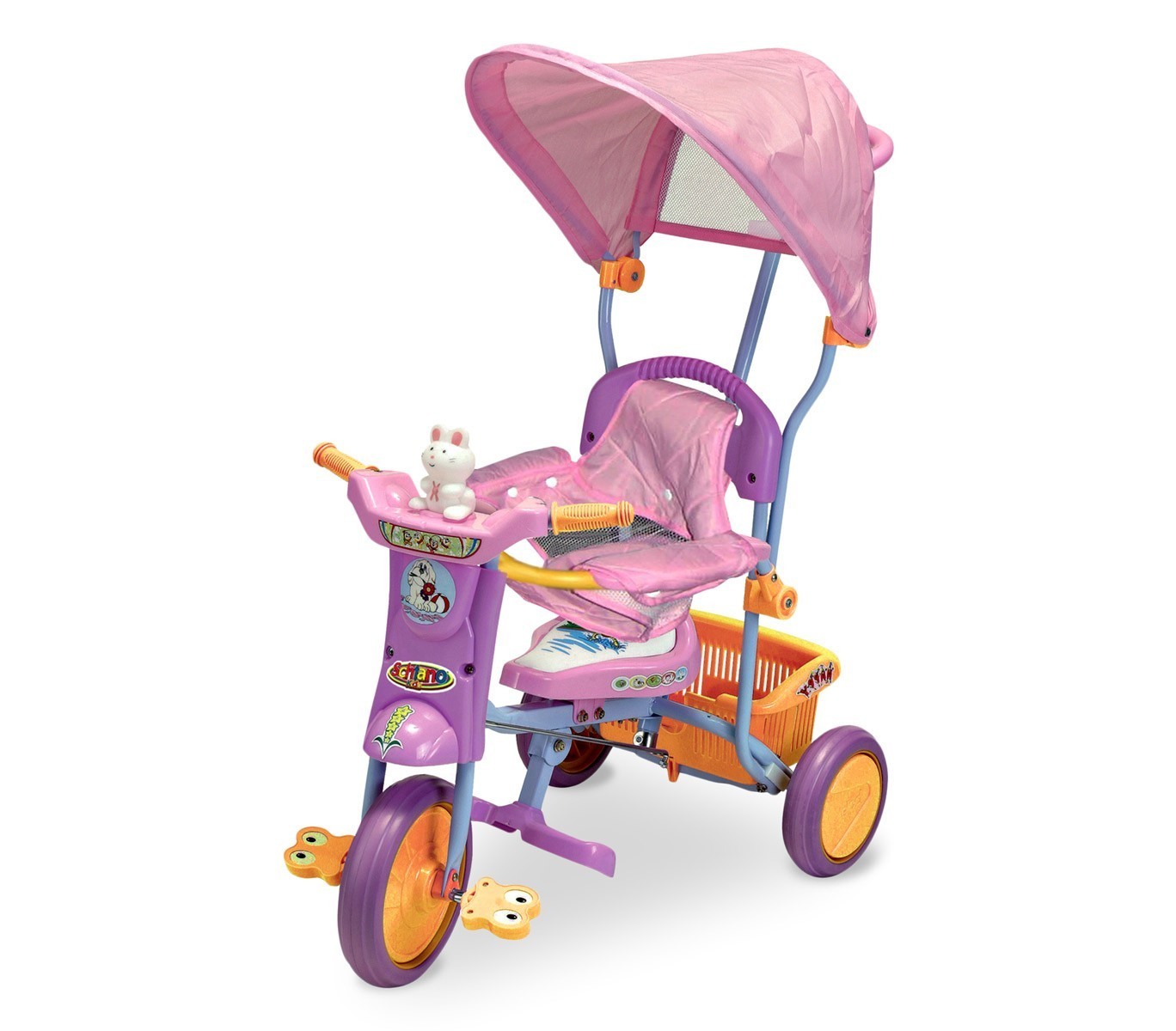 TS43 Tricycle poussette à pédales SCHIANO avec capot et siège anti-chute 