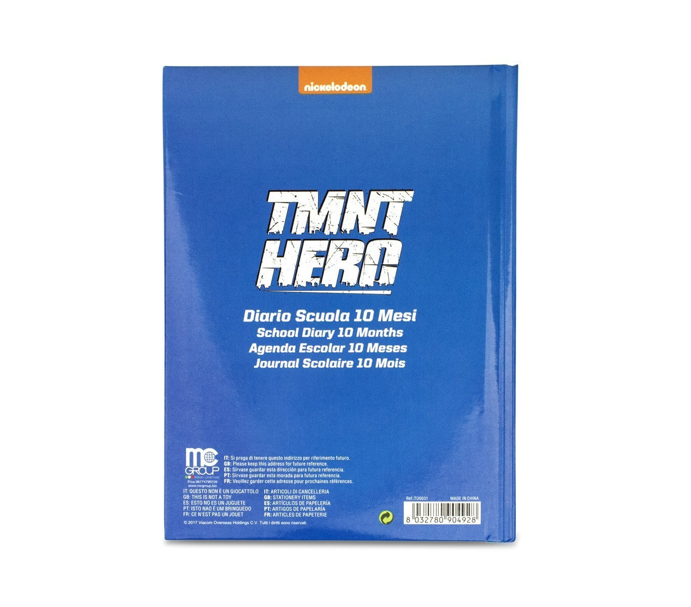 904928 Agenda scolaire 10 mois caractère Tortues Ninja TMNT HERO NICKELODEON 