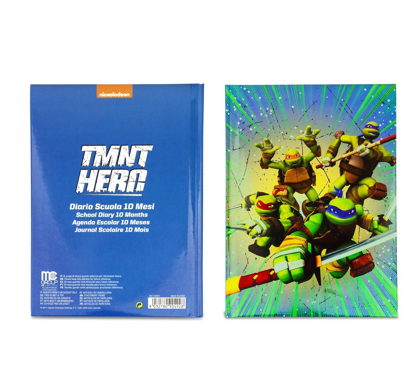 904928 Agenda scolaire 10 mois caractère Tortues Ninja TMNT HERO NICKELODEON 