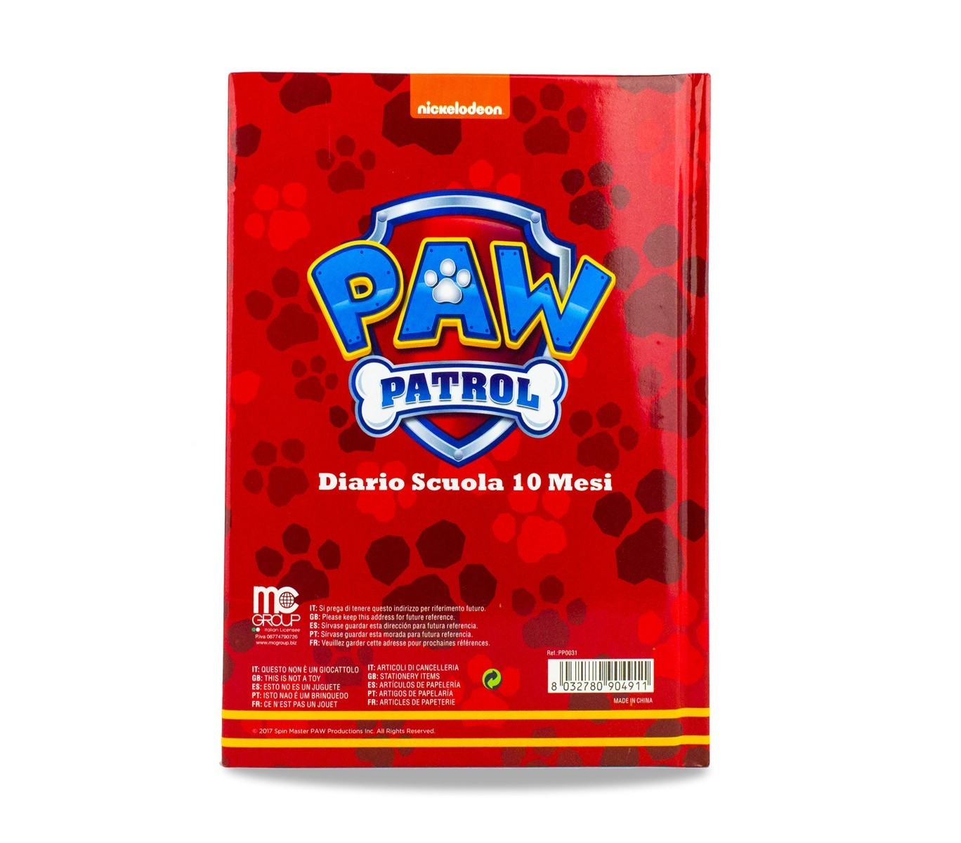 904911 Agenda scolaire 10 mois caractère LA PAT' PATROUILLE ready for action