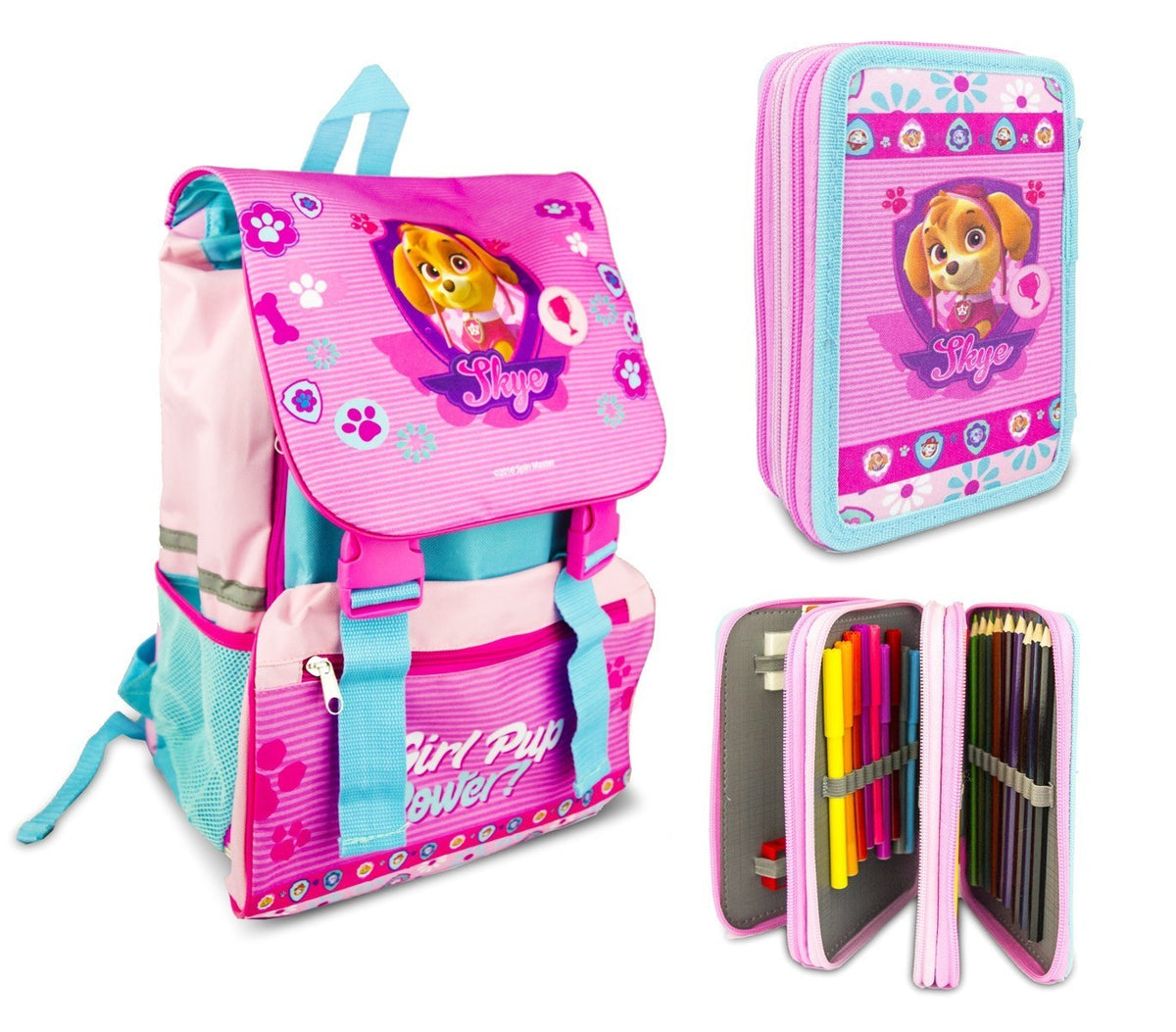 PR16111 Set scolaire Skye de Paw Patrol sac à dos et trousse 3 compartiments