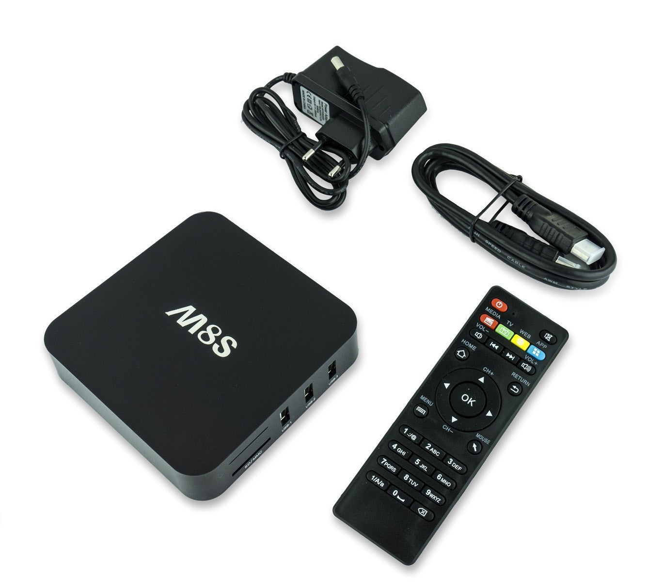 M8S Smart Box TV 4.4 Android avec télécommande et câble HDMI inclus Quad Core
