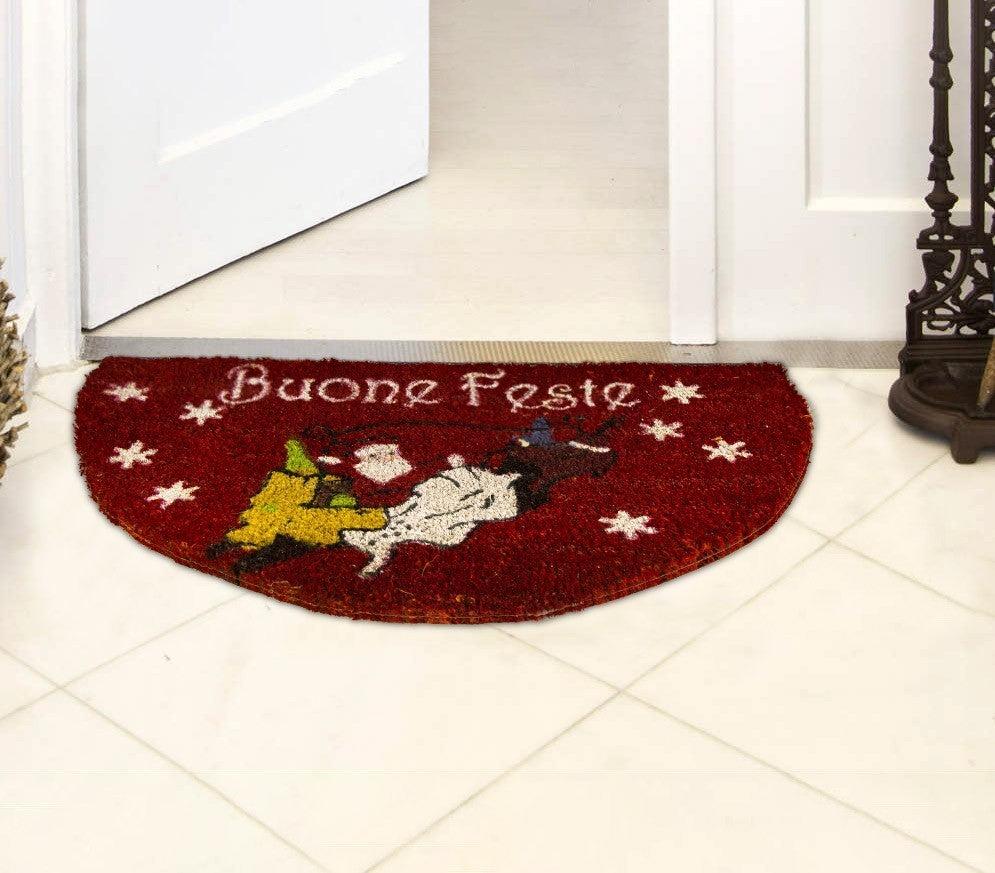228865 Paillasson demi-lune noël BUONE FESTE en fibre de coco antidérapant