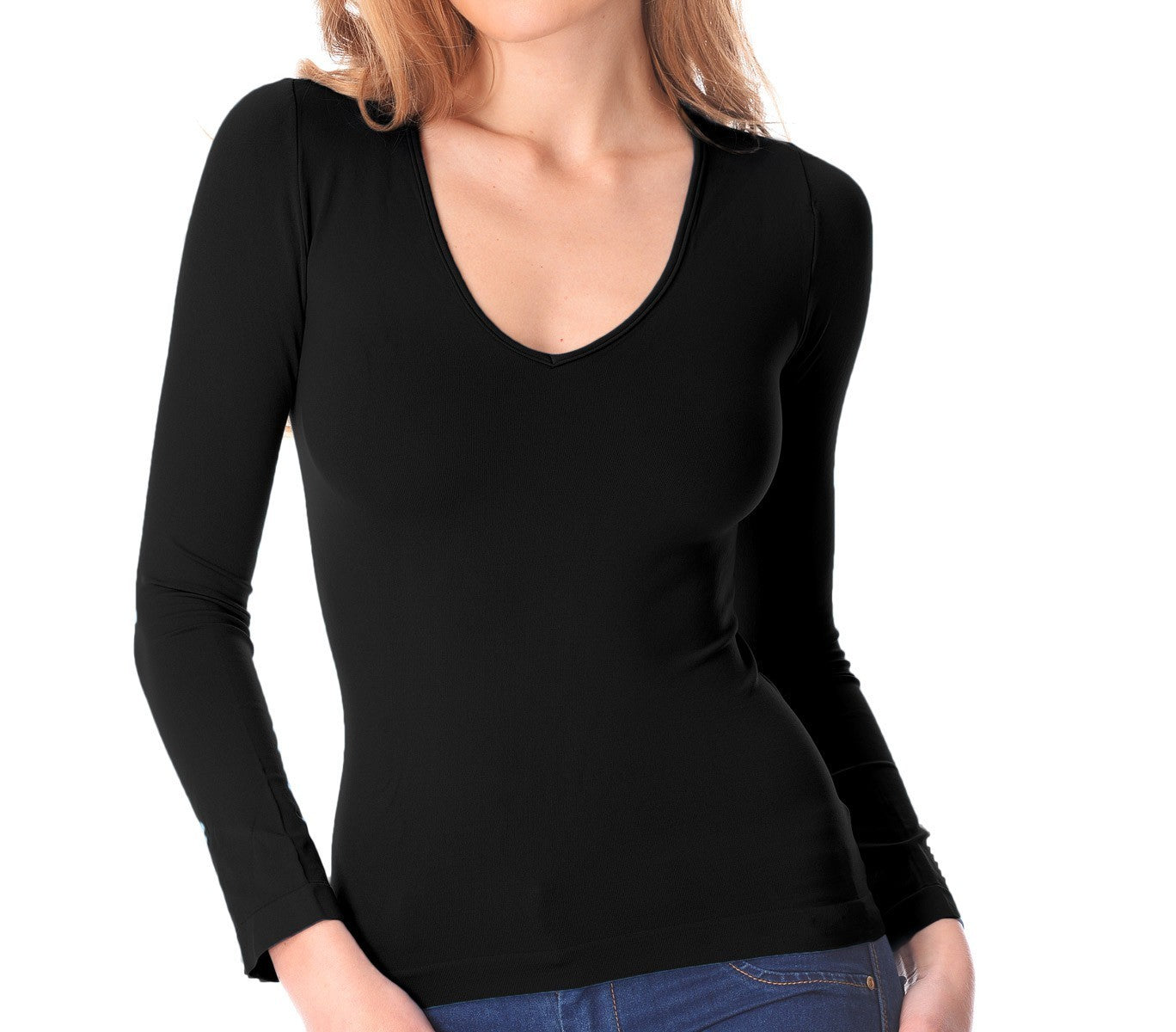 VKA25 Pack de 5 sous-pull modèle Lisa pour femme col en V effet thermique