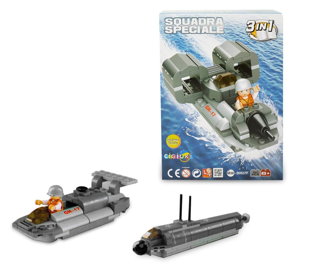 340677 Playset briques de construction force spéciale marine 3 en 1 CIGIOKI 101p