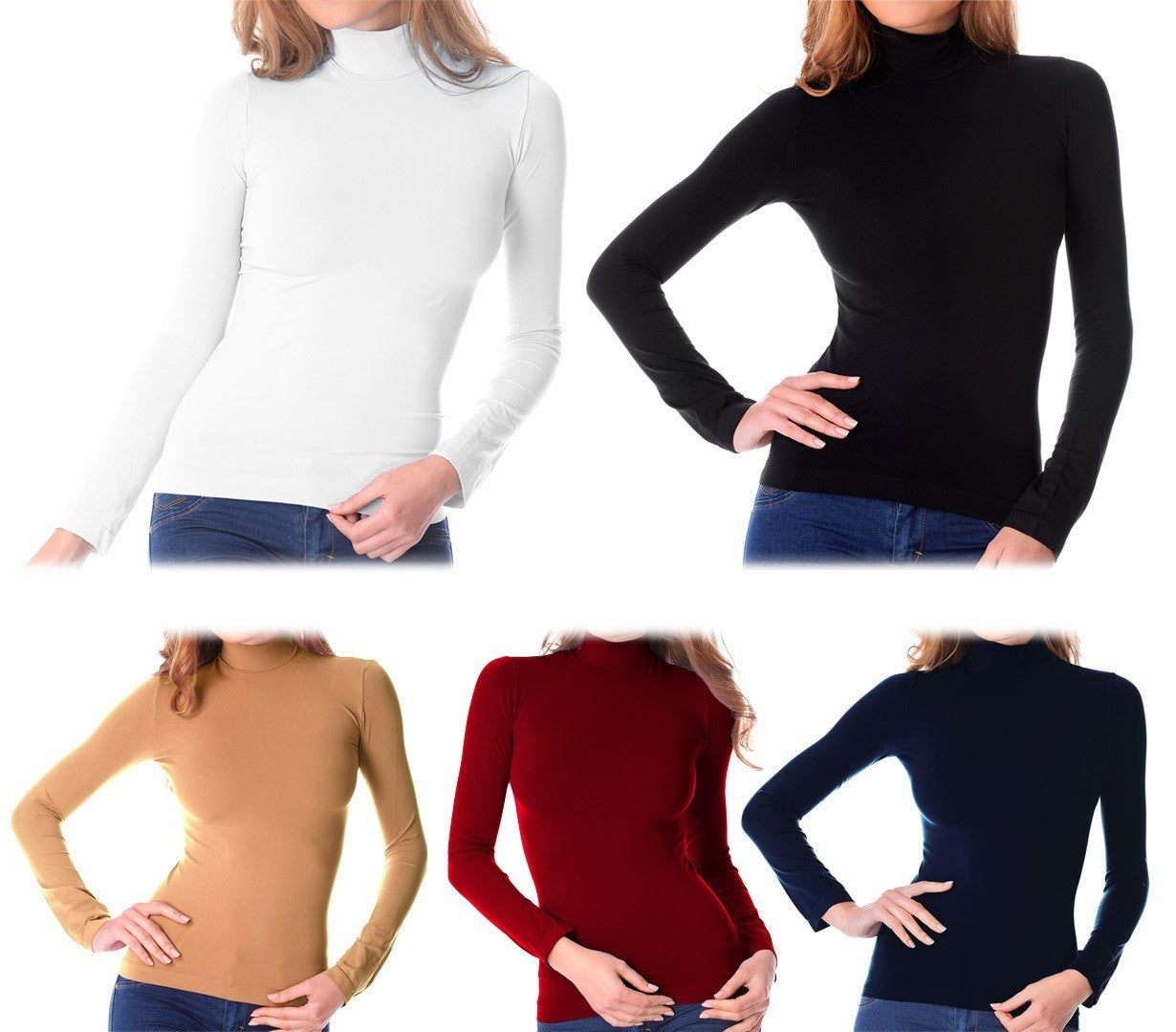 VKA21 Pack de 5 sous-pulls thermiques doublure polaire ass. Nadia col cheminée