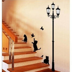 Adhésifs décoratifs chats et lampadaire 70 x 50 cm