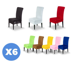 4702 Set de 6 housses de chaise en tissu élastique idéal pour cuisine et salon