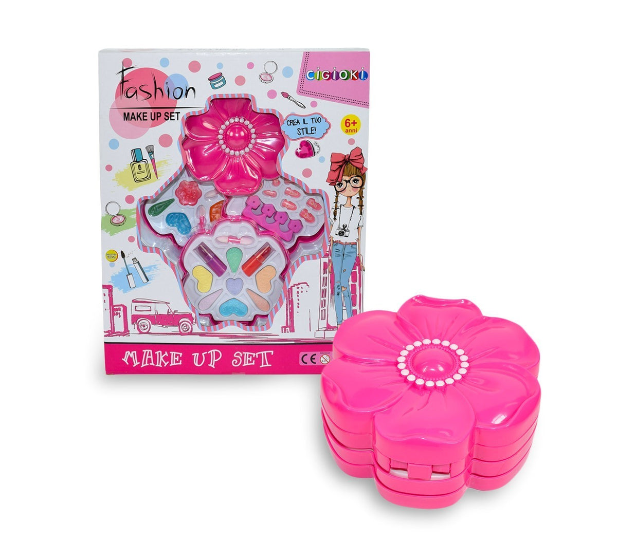 340967 Coffret de maquillage fashion FLEUR 3 plateaux avec des accessoires