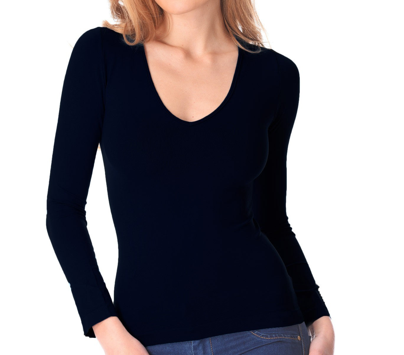 VKA25 Pack de 5 sous-pulls Luna manches longues col V pour femme effet thermique