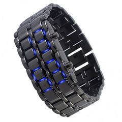Montre numérique LED samouraï modèle de bracelet de fer métallique