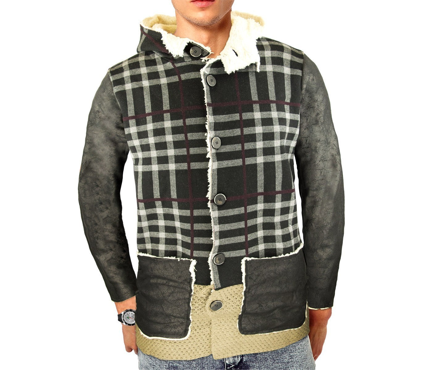 87330 Veste homme mod. BRICKS avec capuche doublée peluche et deux poches devant