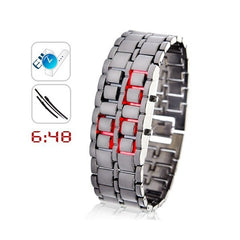 Montre numérique LED samouraï modèle de bracelet de fer métallique