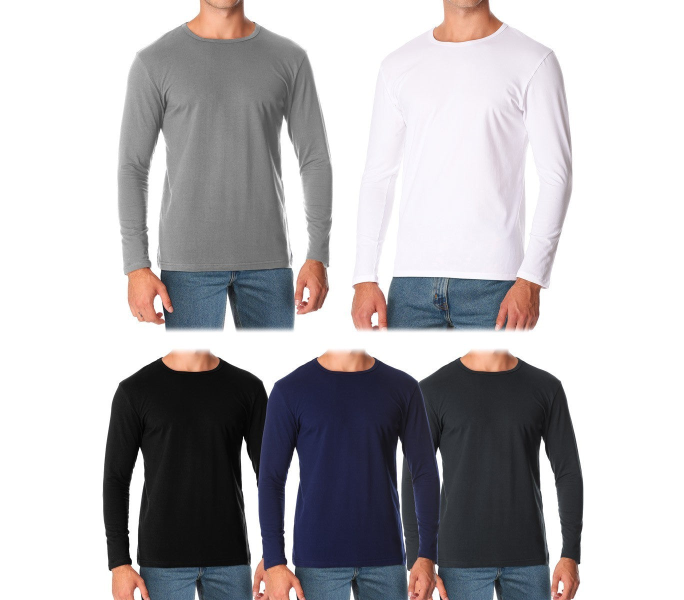 VKA26 Pack de 5 sous-pulls ORLANDO col rond pour homme slim effet thermique