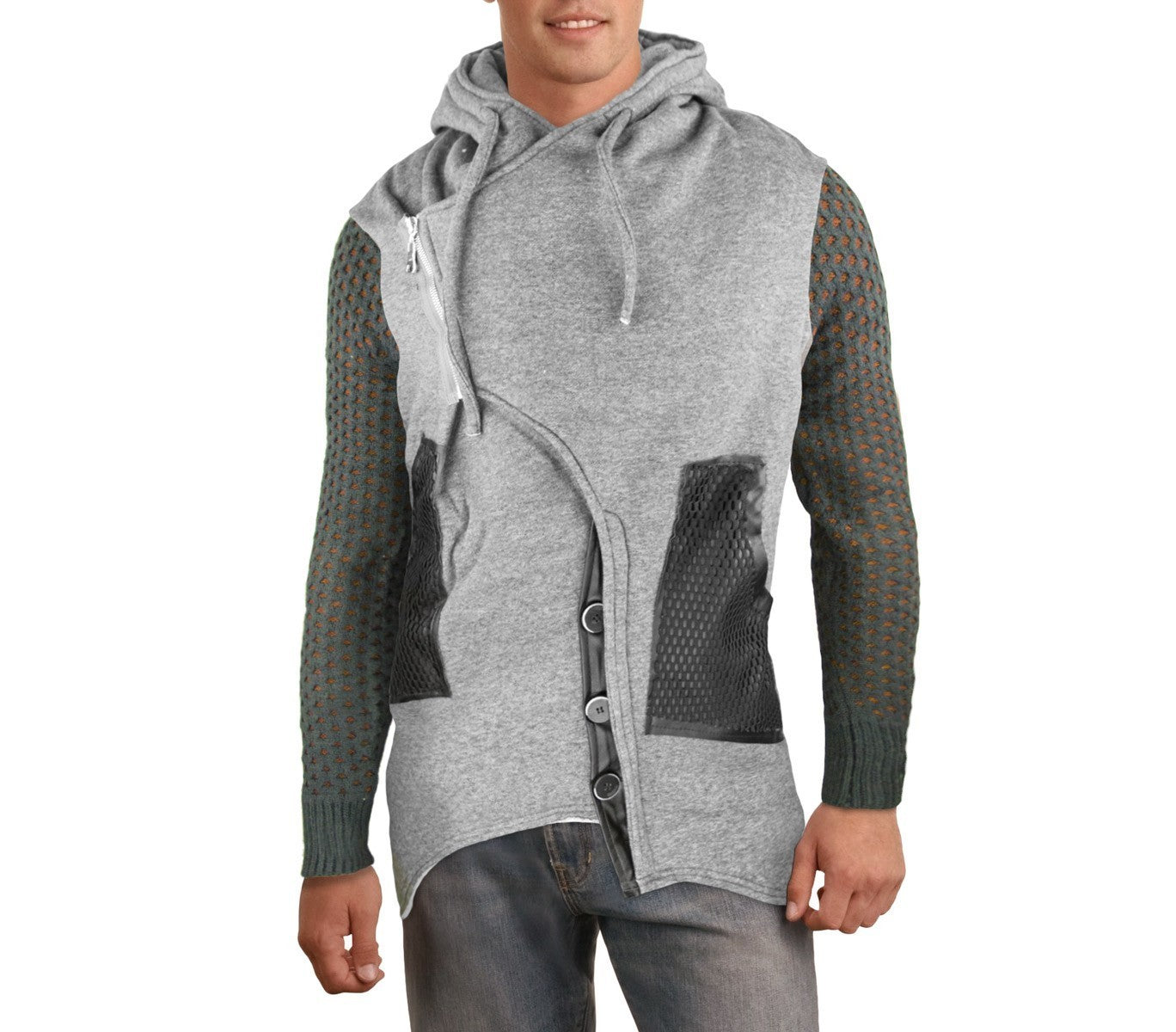 87329 Veste pour homme modèle Sedrik coupe asymétrique détails sur manches