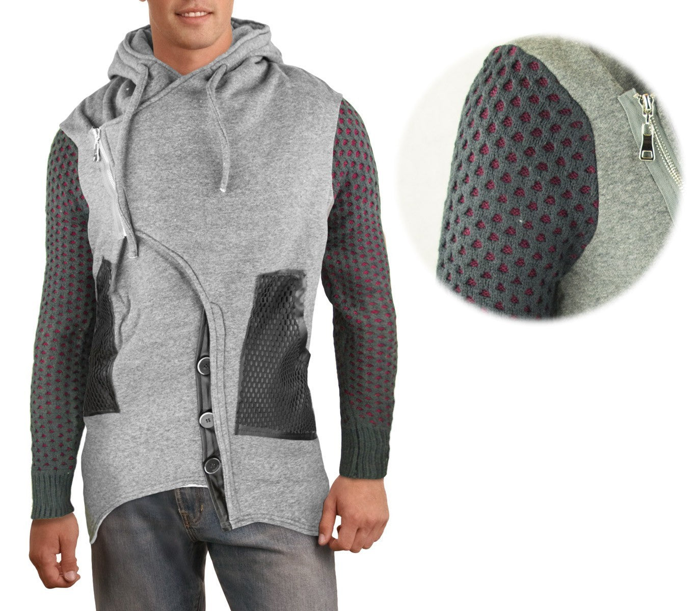 87329 Veste pour homme modèle Sedrik coupe asymétrique détails sur manches