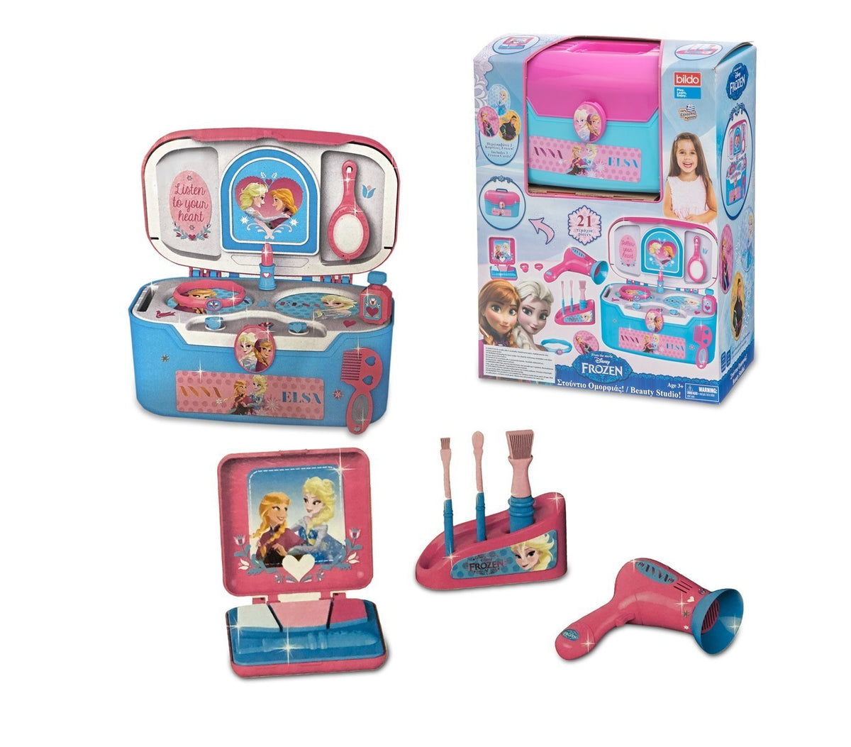 08712 Beauty case studio salon de beauté portable Reine de Neiges 21 accessoires