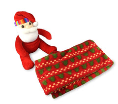 575020 Set de peluche et couverture polaire thème de Noël idée cadeau 91 x 81 cm
