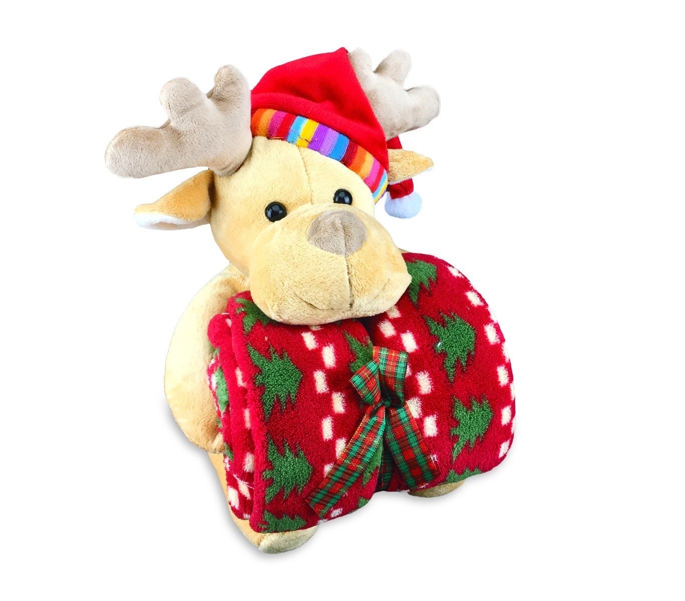 575020 Set de peluche et couverture polaire thème de Noël idée cadeau 91 x 81 cm