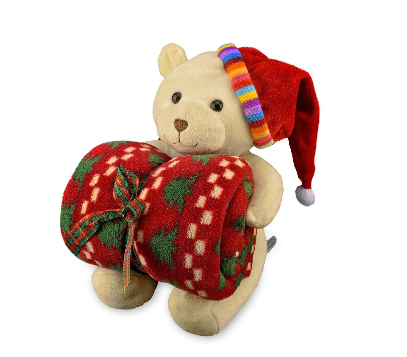 575020 Set de peluche et couverture polaire thème de Noël idée cadeau 91 x 81 cm