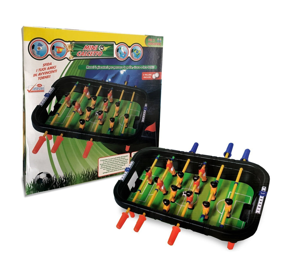 100424 Mini baby-foot de table avec 12 joueurs 6 barres et 2 balles incluses