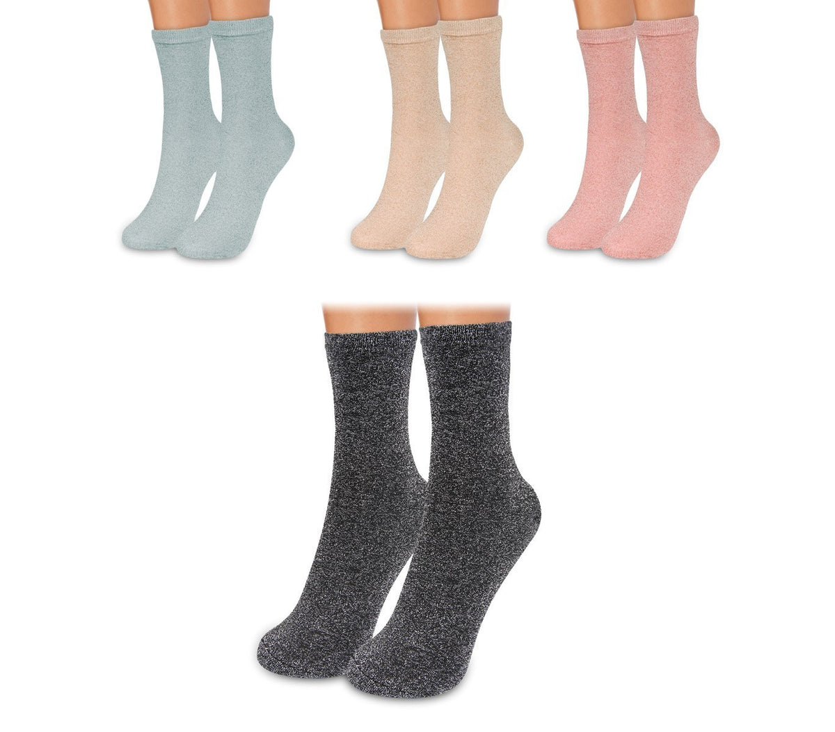 214679 Lot de 12 paires de chaussettes pailletées femme SPARKLY  taille unique