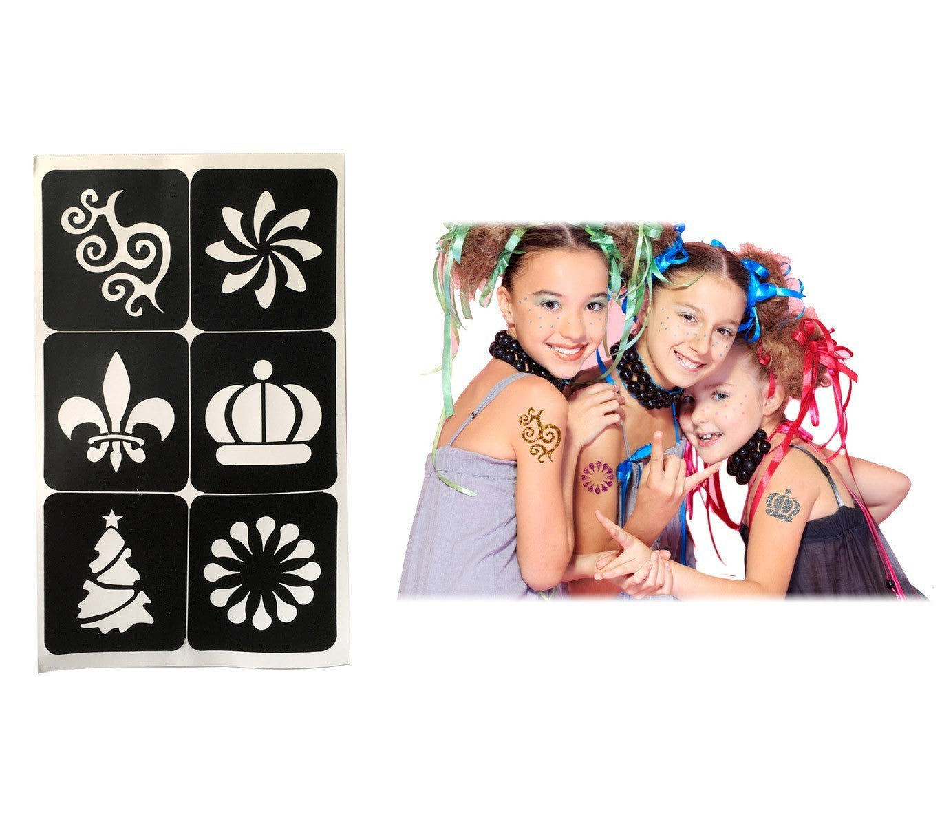 341049 Kit de tatouages pour enfant CIGIOKI pochoirs et des paillettes colorées