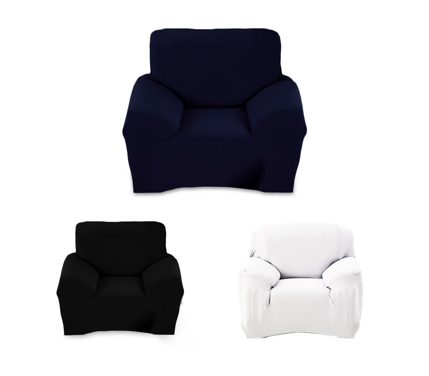 4351 Housse de fauteuil 1 place couleur unie tissu élastique facile à enfiler