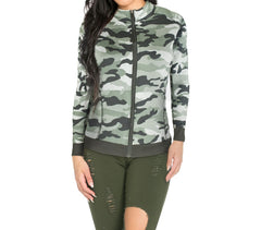 KZ-379 Sweat imprimé camouflage pour femme modèle GEMINI tailles S au XL