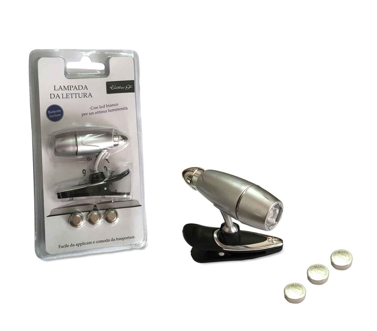 752232 Petite lampe de lecture avec pince confortable et piles incluses