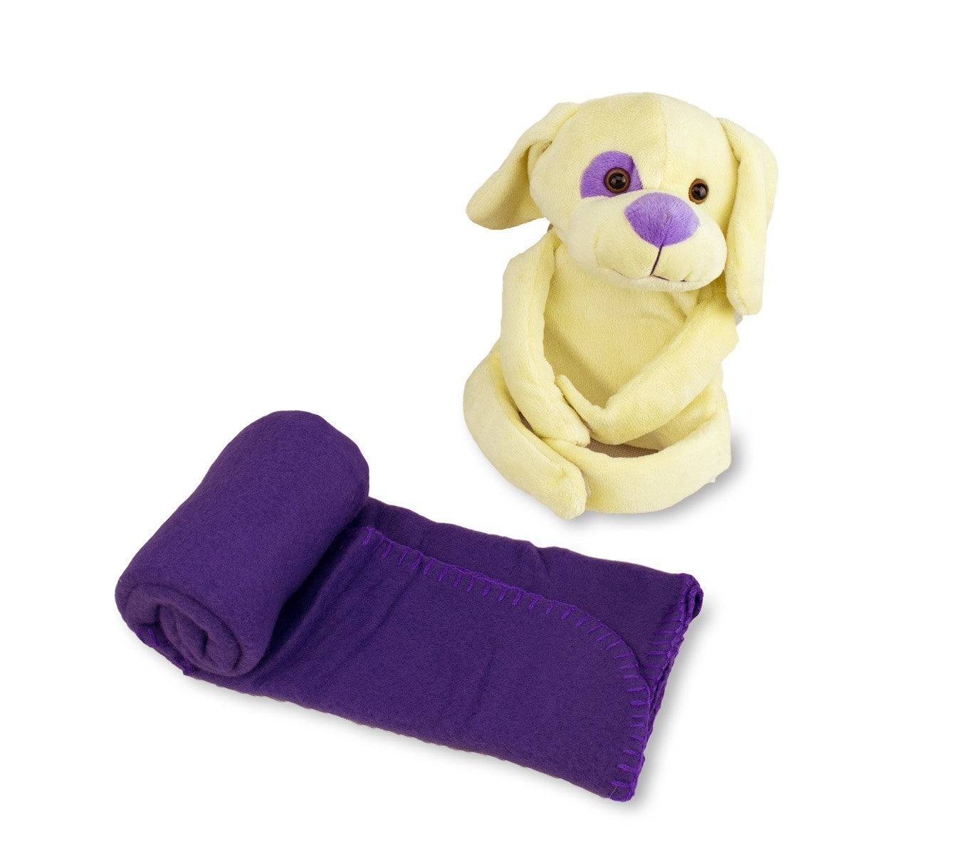 184639 Set de peluche et couverture polaire DOLLYSSIMI chien doux 100 x 75 cm
