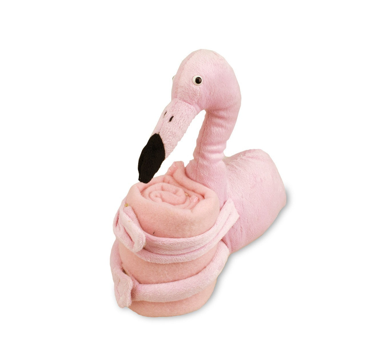 184608 Set de peluche et couverture polaire DOLLYSSIMI flamant doux 75 x 70 cm