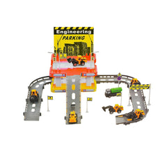 358603 Parc de stationnement en construction CIGIOKI avec voitures et panneaux