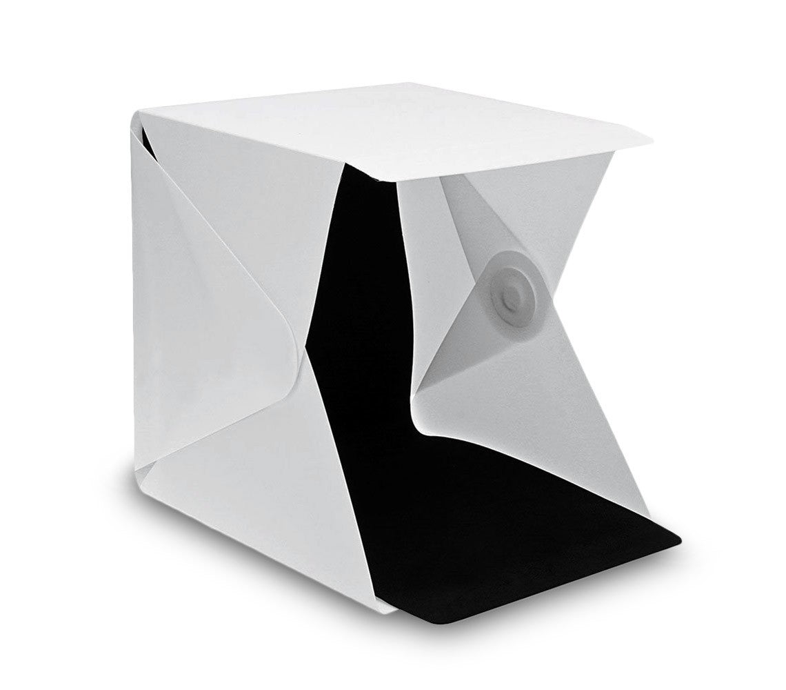 4498 Mini studio photo 22x24x24 cm avec lumière led arrière-plan blanc et noir