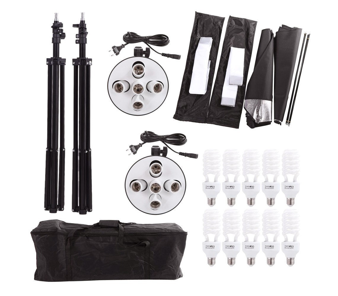 4499 kit d'éclairage 2 softbox avec 10 ampoules de 45 W et un sac de transport