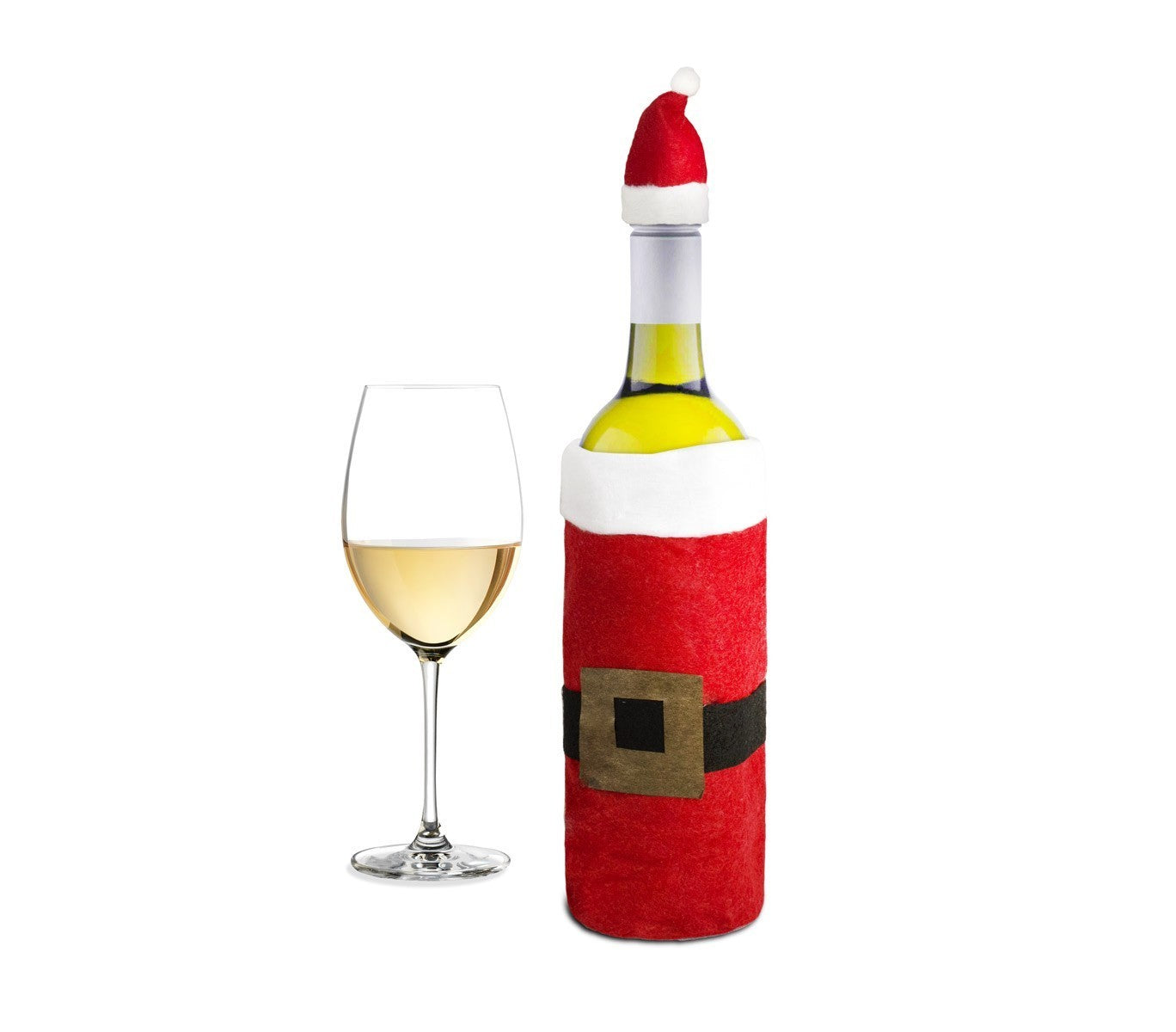 569197 Cache-bouteille déguisement de père Noël avec bonnet 23 x 12 cm