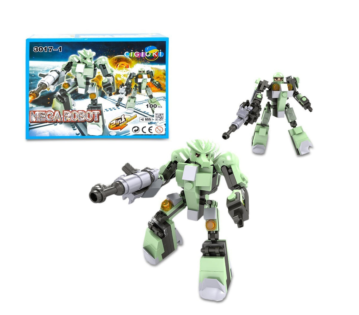 358306 Playset de briques de construction MEGAROBOT 2 en 1 CIGIOKI 100 pièces