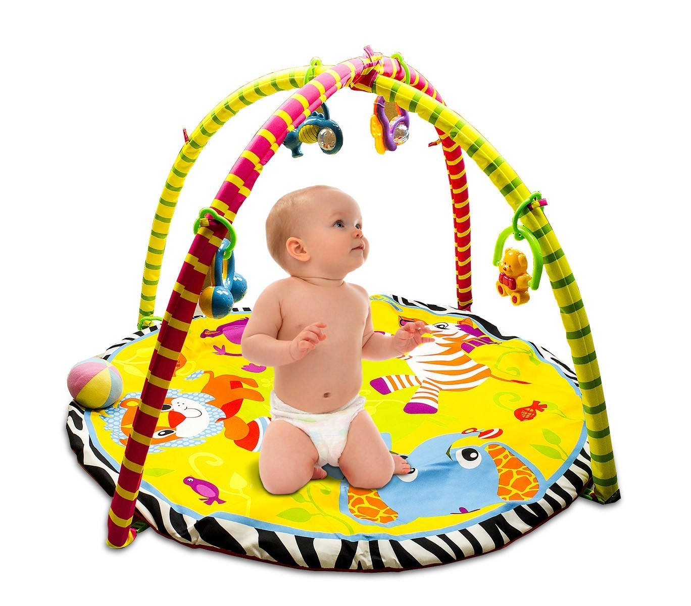 121414 Tapis d'éveil pour bébé CIGIOKI avec des hochets ø 90 x 55 cm