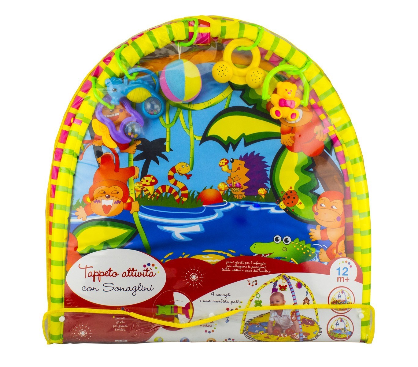 121414 Tapis d'éveil pour bébé CIGIOKI avec des hochets ø 90 x 55 cm
