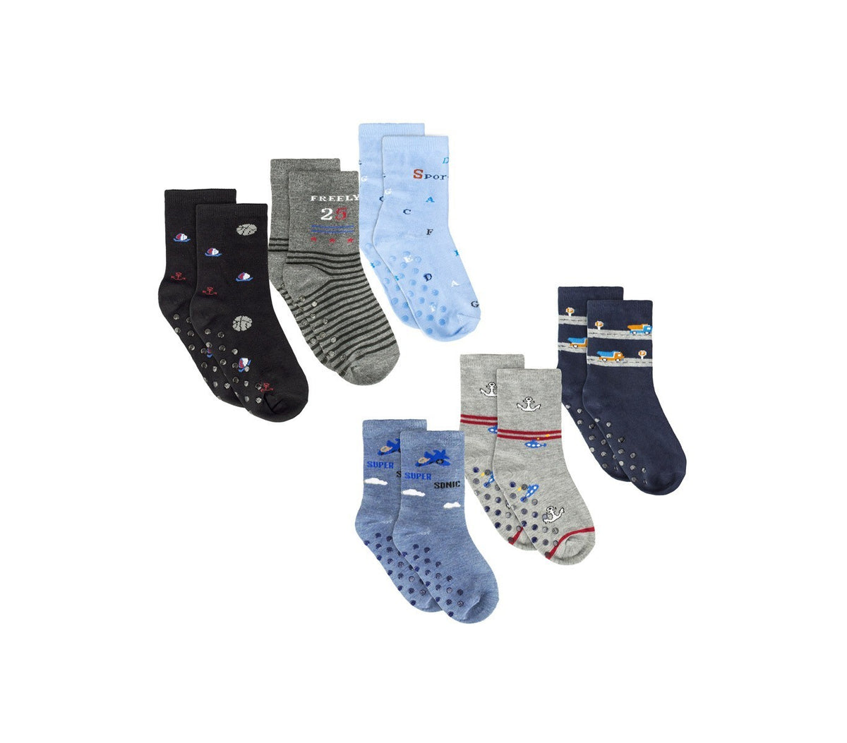 N623 Lot 6 paires chaussettes antidérapantes garçon BABY BOY taille unique 22/26